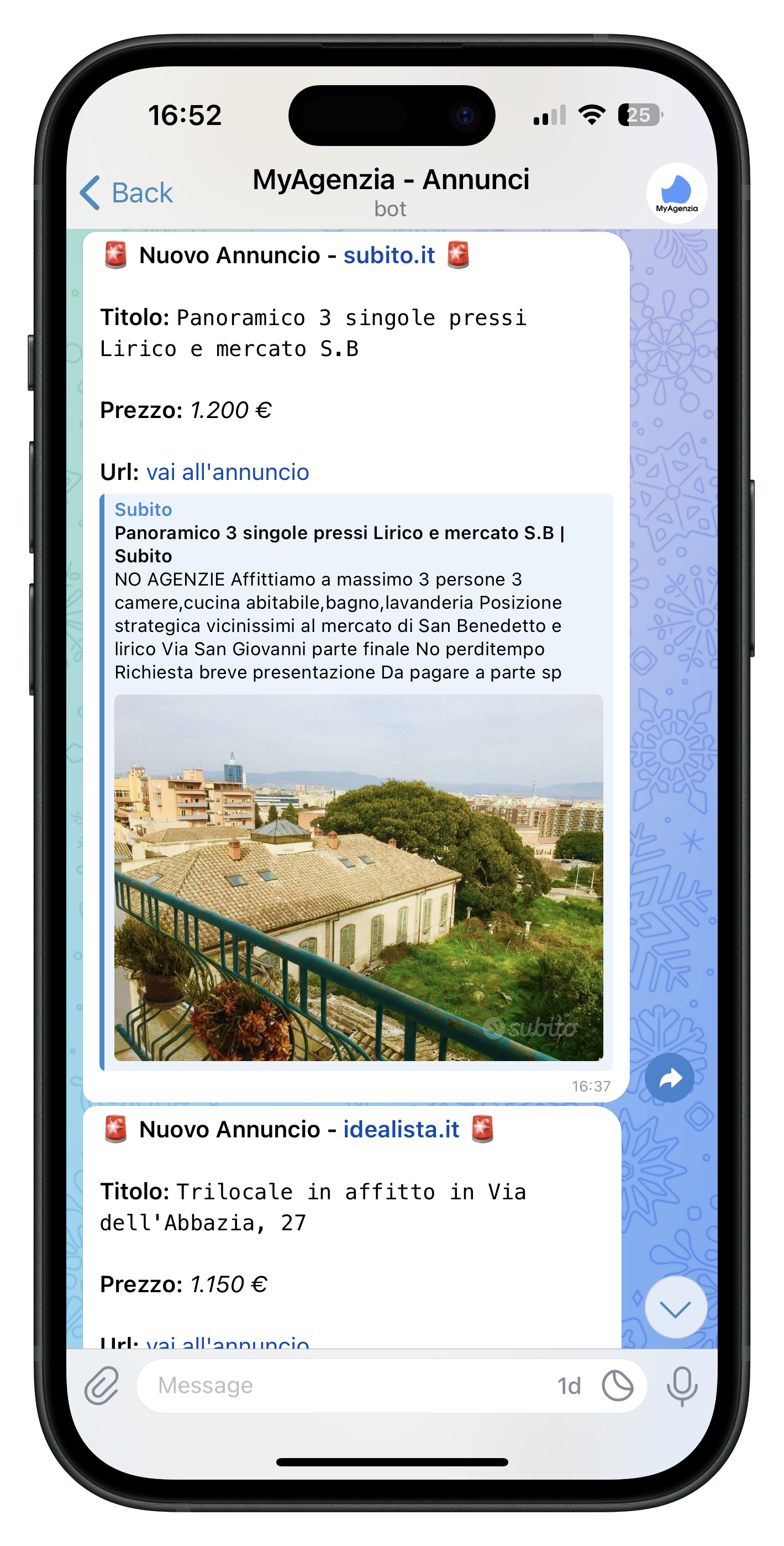 Notifiche Telegram di MyAgenzia